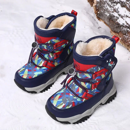 Kids High Top Plush Waterproof Warm Snow Boots