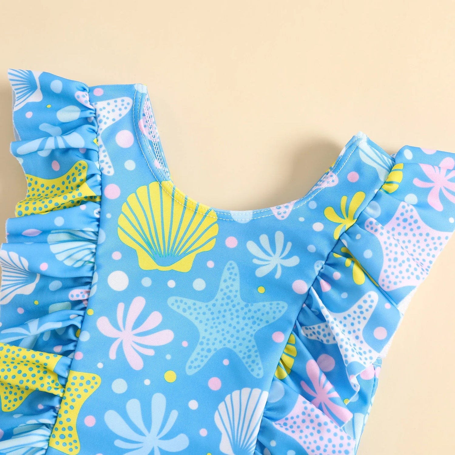 Shell and Doughnut Print Baby Girl Bodysuit Swimwear
