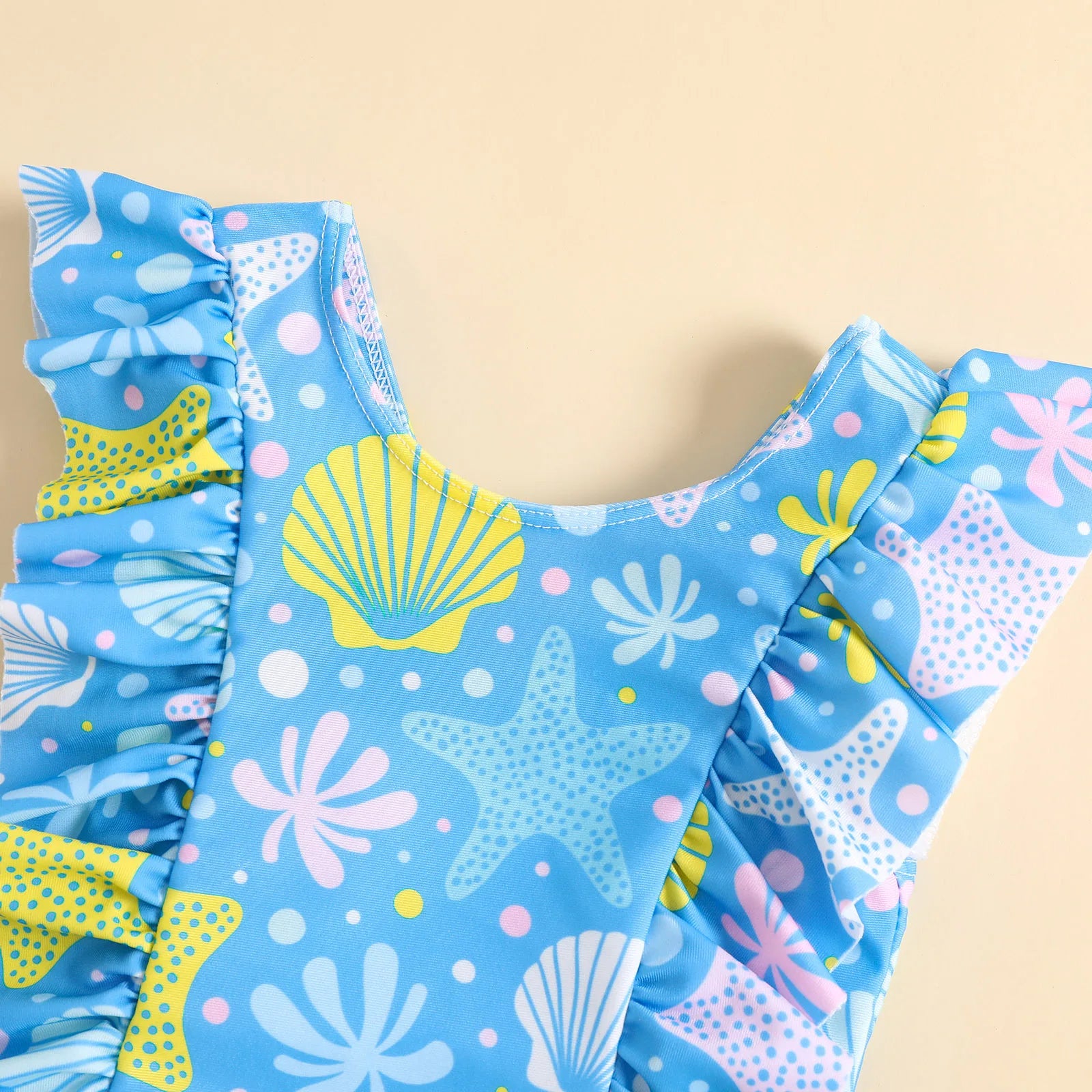 Shell and Doughnut Print Baby Girl Bodysuit Swimwear