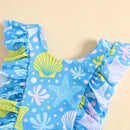 Shell and Doughnut Print Baby Girl Bodysuit Swimwear