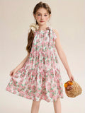 Little Girls' Floral Pattern Sleeveless Summer Party Dresses