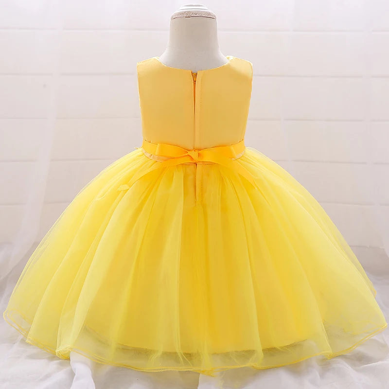 Beaded Sequined First Birthday Party Dresses for Baby Girls