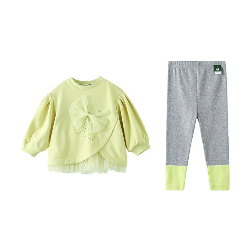 Toddler Girls Solid Color Loose Sweatshirt and Leggings Outfit Set childrensterritory
