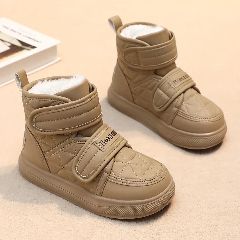 Kids Velcro Design Velvet Warm Fur Soft Shoes childrensterritory
