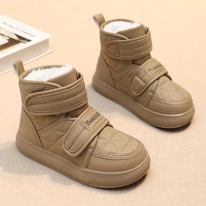 Kids Velcro Design Velvet Warm Fur Soft Shoes childrensterritory
