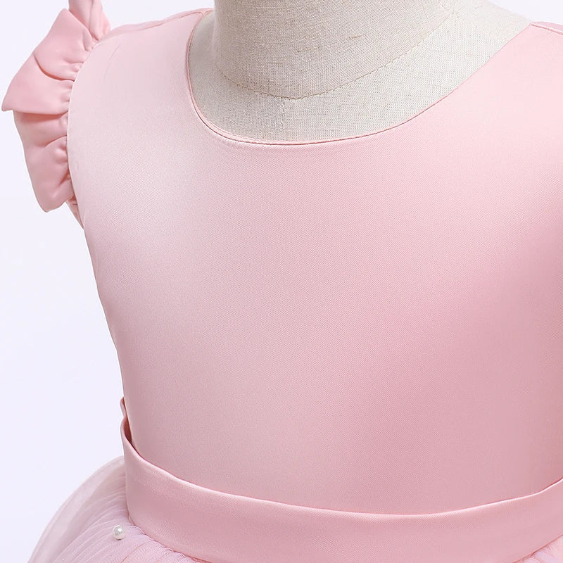 Kids Girls Big Bow Design Tulle Princess Dresses for Summer