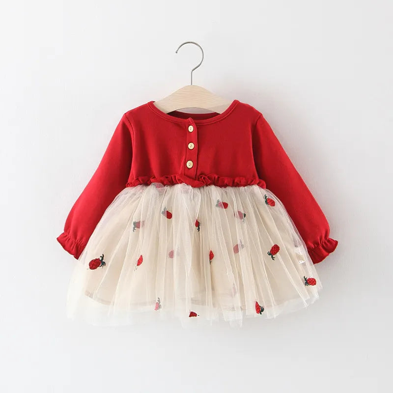 Baby Girl First Birthday Red Princess Dress childrensterritory