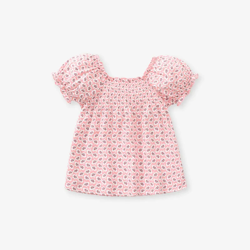 Little Girls Puff Sleeve, Printed Cotton Top childrensterritory