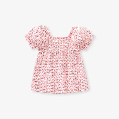 Little Girls Puff Sleeve, Printed Cotton Top childrensterritory