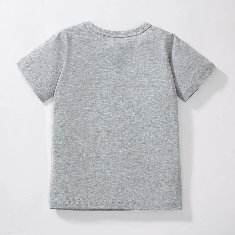 Kids Boys Cartoon Vehicles Print Cotton T-shirts for Summer