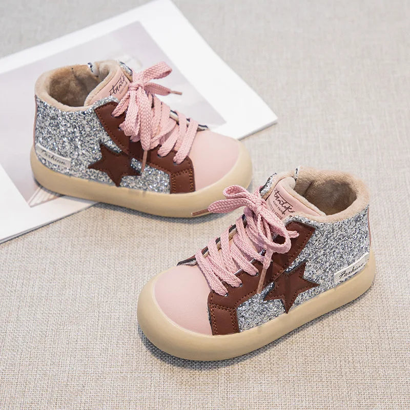 Kids Girls Sequined Board Star Casual Sneakers childrensterritory