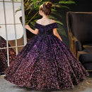 Little Girl Deep Purple Sequin Luxury Gowns/Party Dresses childrensterritory