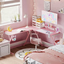 Gamer Desk with Headphone Hook, Cup Holder, and Monitor Stand childrensterritory