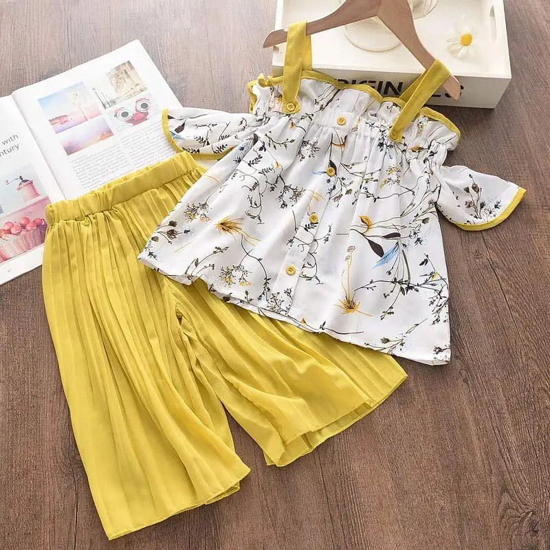 Kids Girls Summer Tops with Long Pants Clothing Sets