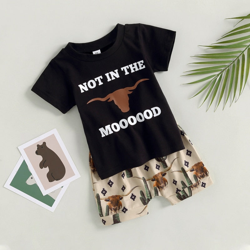 Letter Print Little Boy 2Pcs Western Clothing Set childrensterritory