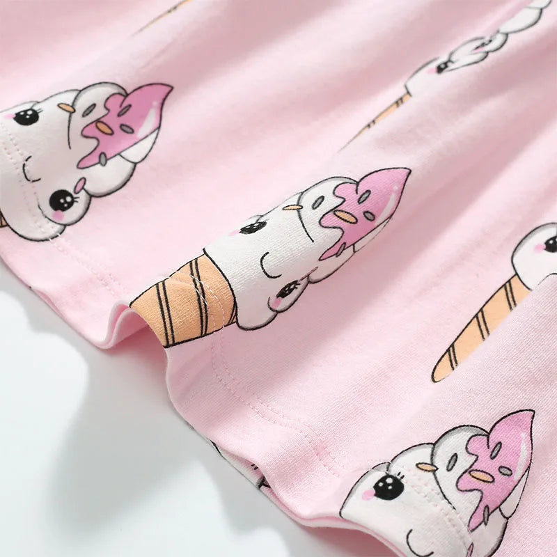 Cartoon Ice Cream Print Little Girls Summer Party Dress childrensterritory