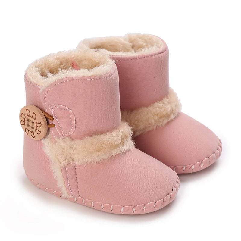 First Walker Girls Pink Warm Cute Fur Velvet Snow Boots childrensterritory