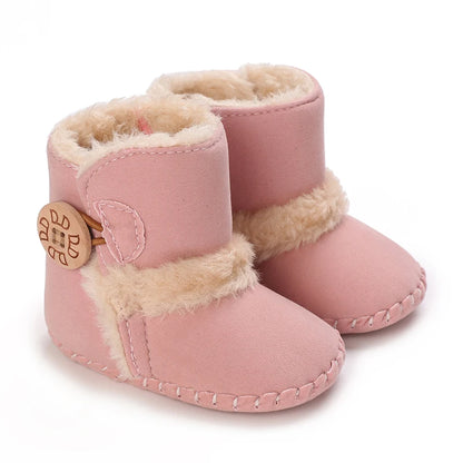 First Walker Girls Pink Warm Cute Fur Velvet Snow Boots childrensterritory