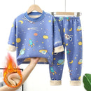 Baby/Kids Thick Warm Cartoon Print Pajamas Set