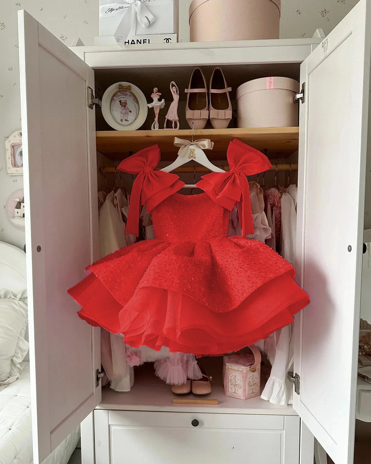 Sequins Beading with Bow Design Flower Girl Dresses for Party childrensterritory