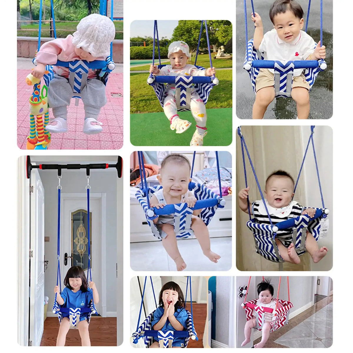 Cartoon Canvas Baby Wood Hanging Chair Outdoor Toy