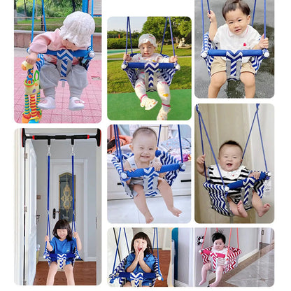 Cartoon Canvas Baby Wood Hanging Chair Outdoor Toy