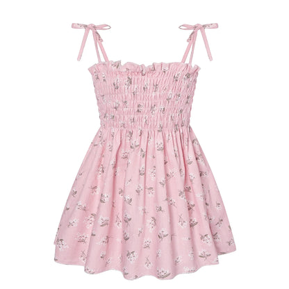 Little Girls Floral Halter Style Summer Cotton Dresses childrensterritory