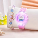 Girls' Butterfly Design Luminous Watch + Beaded Bracelet Set childrensterritory