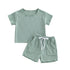 Baby Unisex Solid Crew Neck T-Shirts and Shorts Outfits childrensterritory