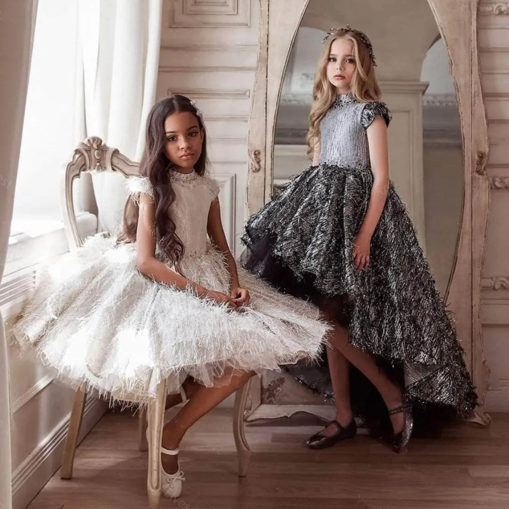 Kids Girls Puffy Glitter Pearls Wedding Pageant Gowns childrensterritory