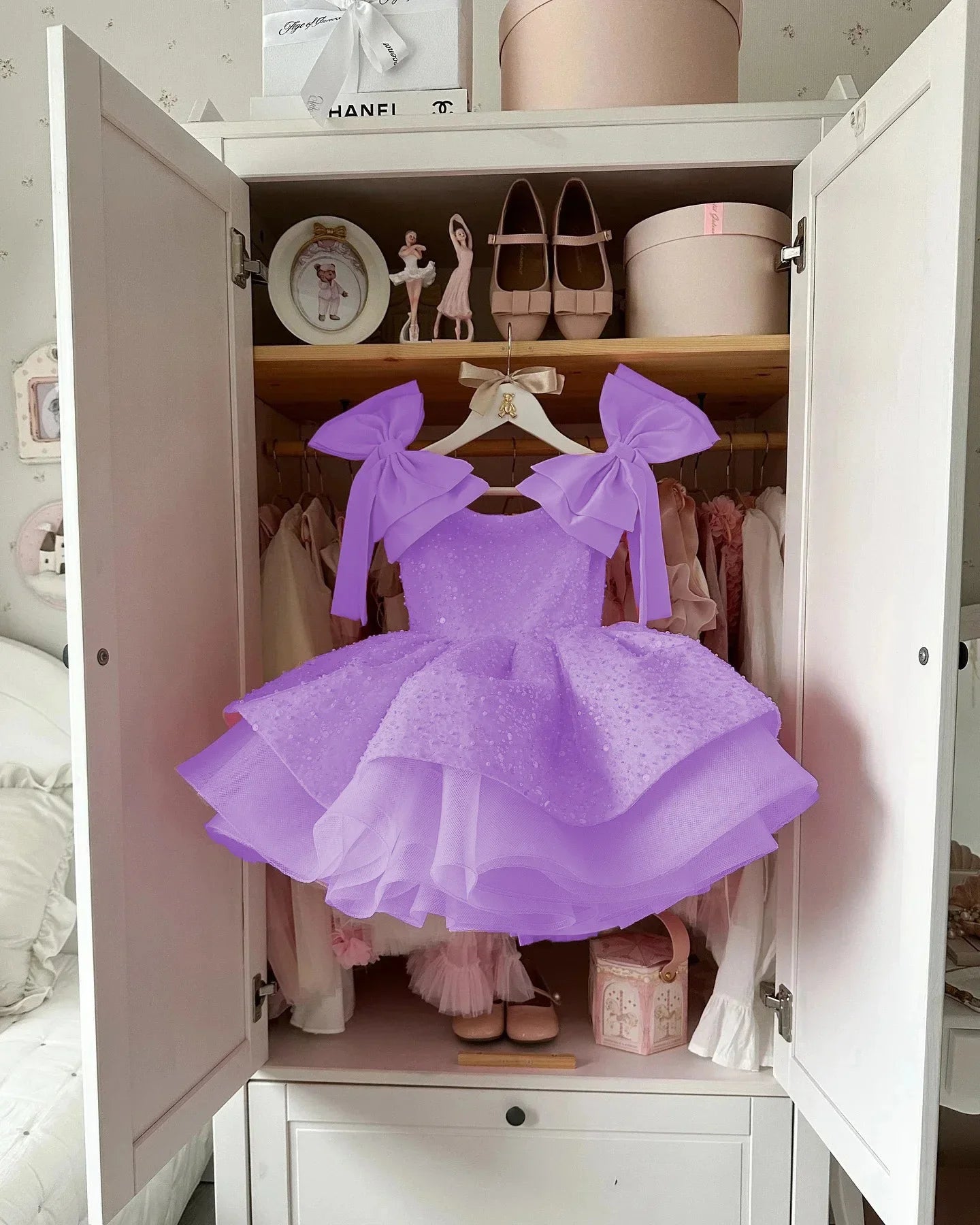 Sequins Beading with Bow Design Flower Girl Dresses for Party