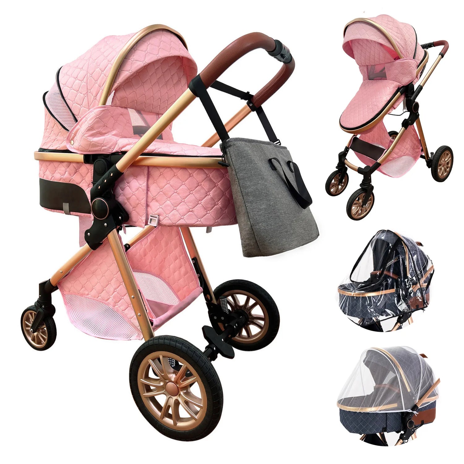 3 in 1 Portable High Landscape Luxury Baby Stroller