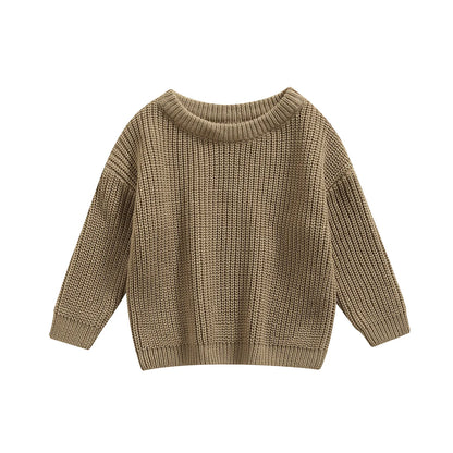 Baby Boys Girls Solid Color Long Sleeve Knit Sweaters childrensterritory