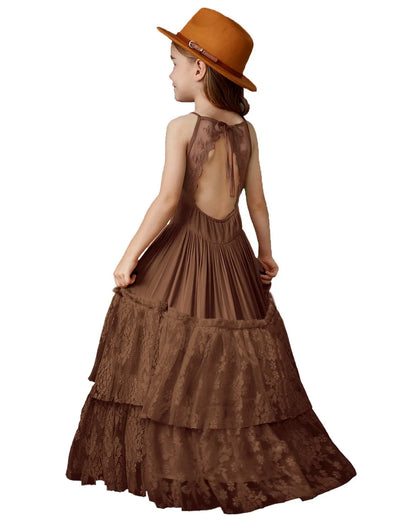 Girls Sleeveless Long Princess Dresses childrensterritory