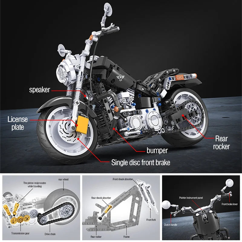 City Motorcycle Building Blocks Toy Set For Kids