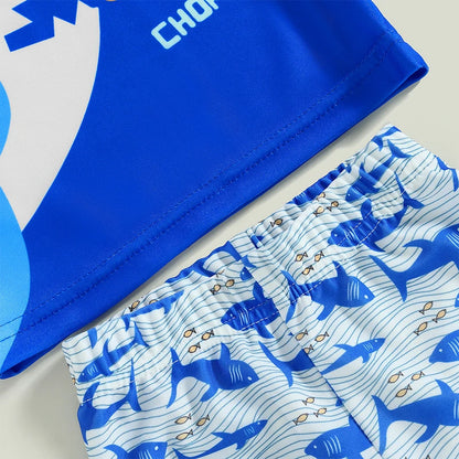 Shark Print Kids Boys Two Piece Swimwear Set