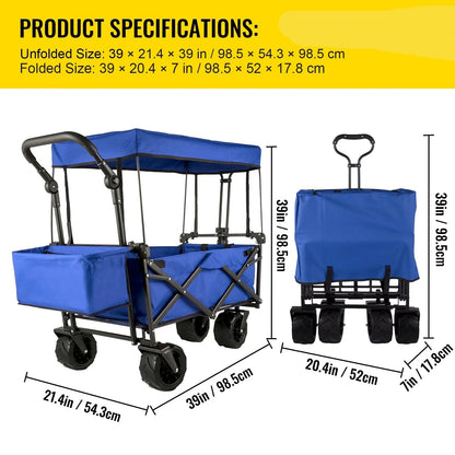 Folding Wagon Utility Carts With Removable Canopy &amp; Wheels childrensterritory