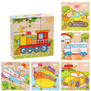 Kids Six Side Cube Jigsaw Wooden Blocks Toys