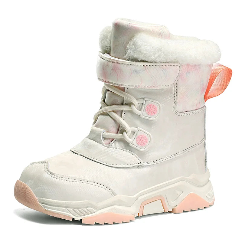 Kids PU Leather Waterproof Snow Boots for Winter Sport childrensterritory