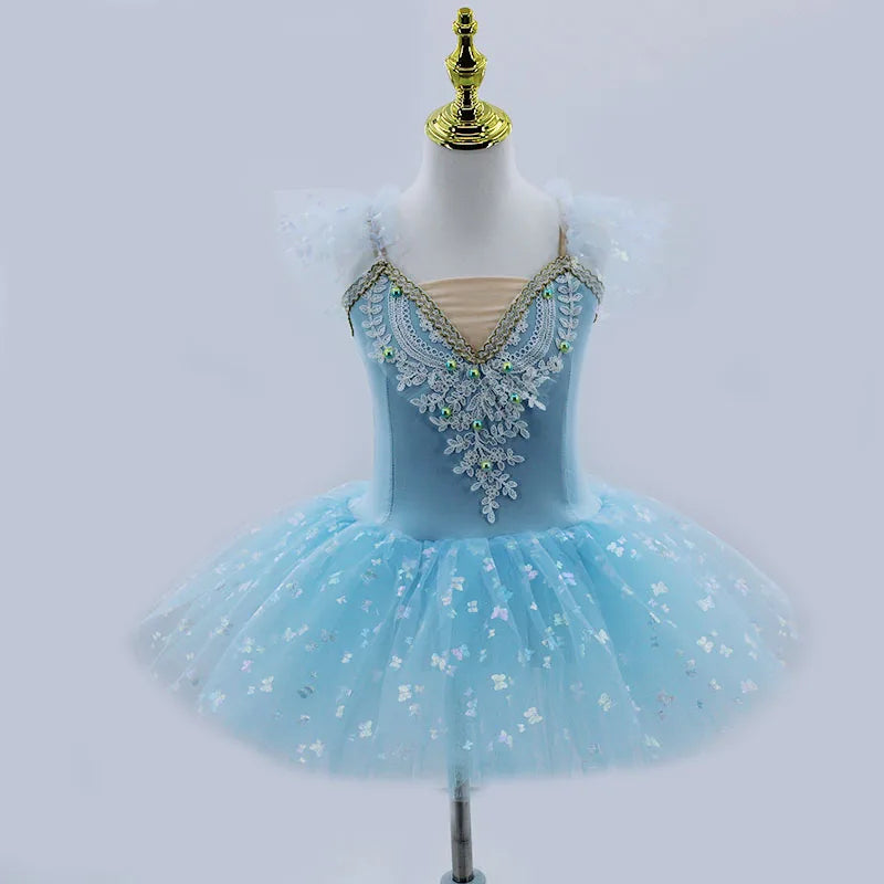 Modern Sequined Flower Tutu Ballet Dresses For Girls