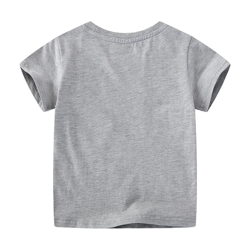 Cartoon Rockets Print Little Boys Casual Cotton T Shirts