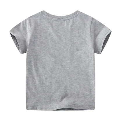 Cartoon Rockets Print Little Boys Casual Cotton T Shirts childrensterritory