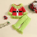 Kids Furry Design Plush Top & Elastic Waist Pants childrensterritory