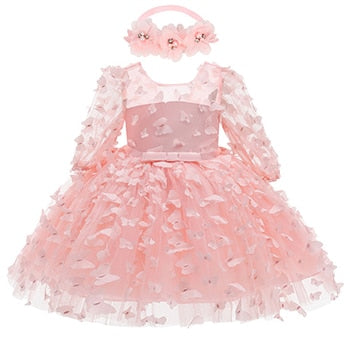 Butterfly Decorated Baby Girl Princess Birthday Dresses childrensterritory