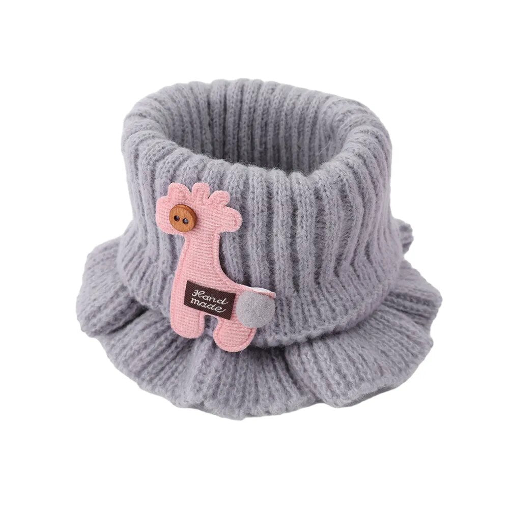 Kids Warm Thick Cartoon Giraffe Knit Scarfs Neck Sets childrensterritory