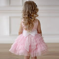 Puffy Pink Layers Skirt Wedding Party Dress for Kids Girls