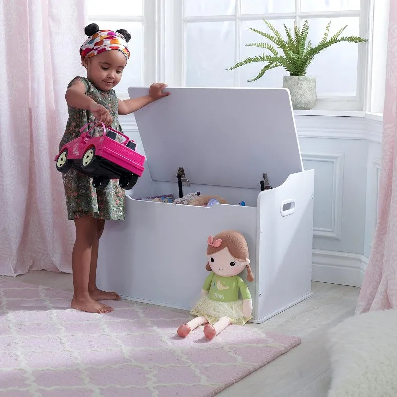 Toy Box/Bench Made of Wood With a Safety Hinged Lid childrensterritory