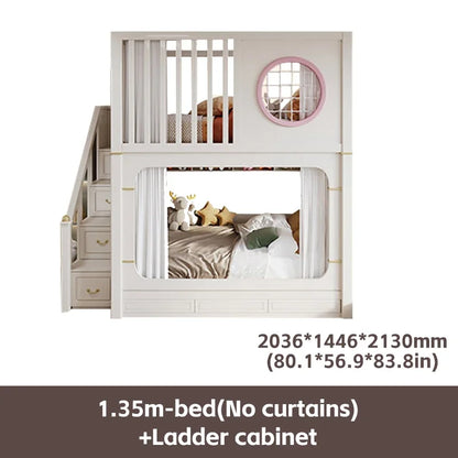 Solid Wooden Multifunctional Kids Bunk Beds with Ladder childrensterritory