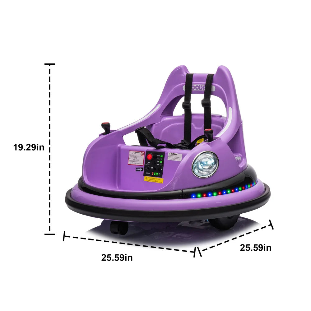 12V RC Ride on Bumper Car with LED Lights, Bluetooth