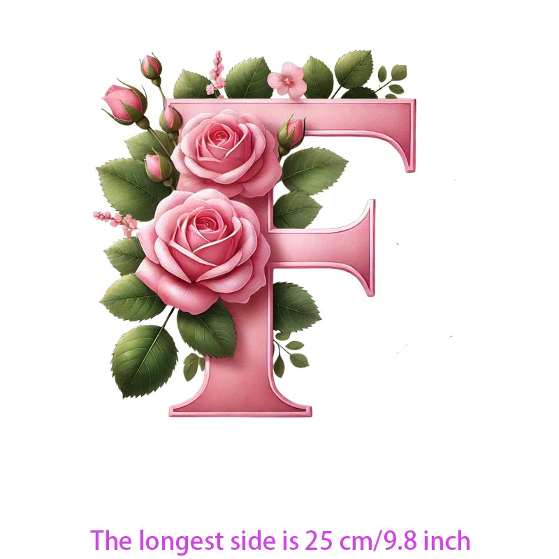 Flower Letter Ironing Transfers Decals For Clothing Diy Appliques